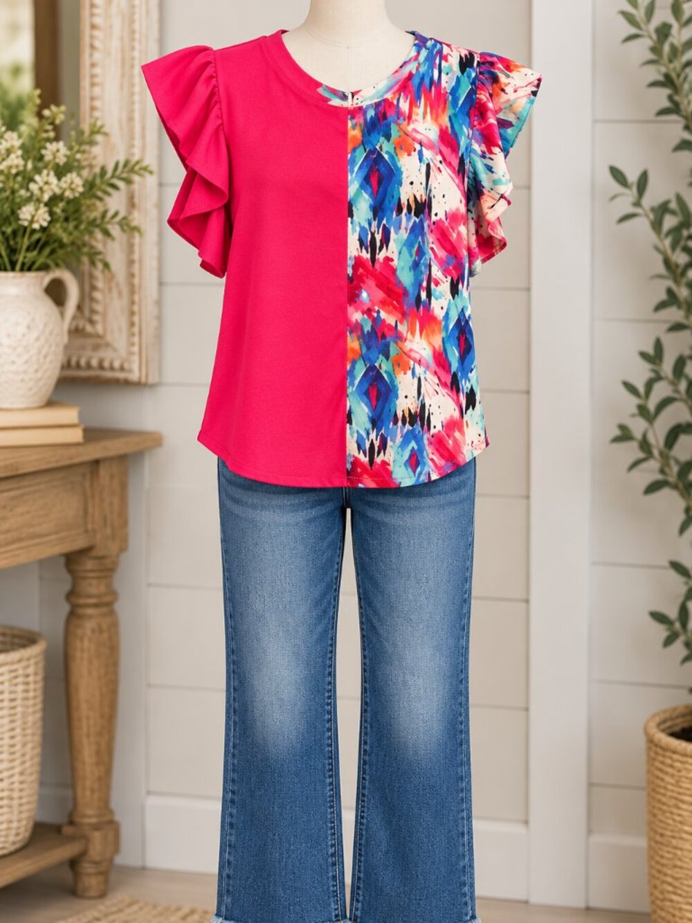 Hot Pink multi top
